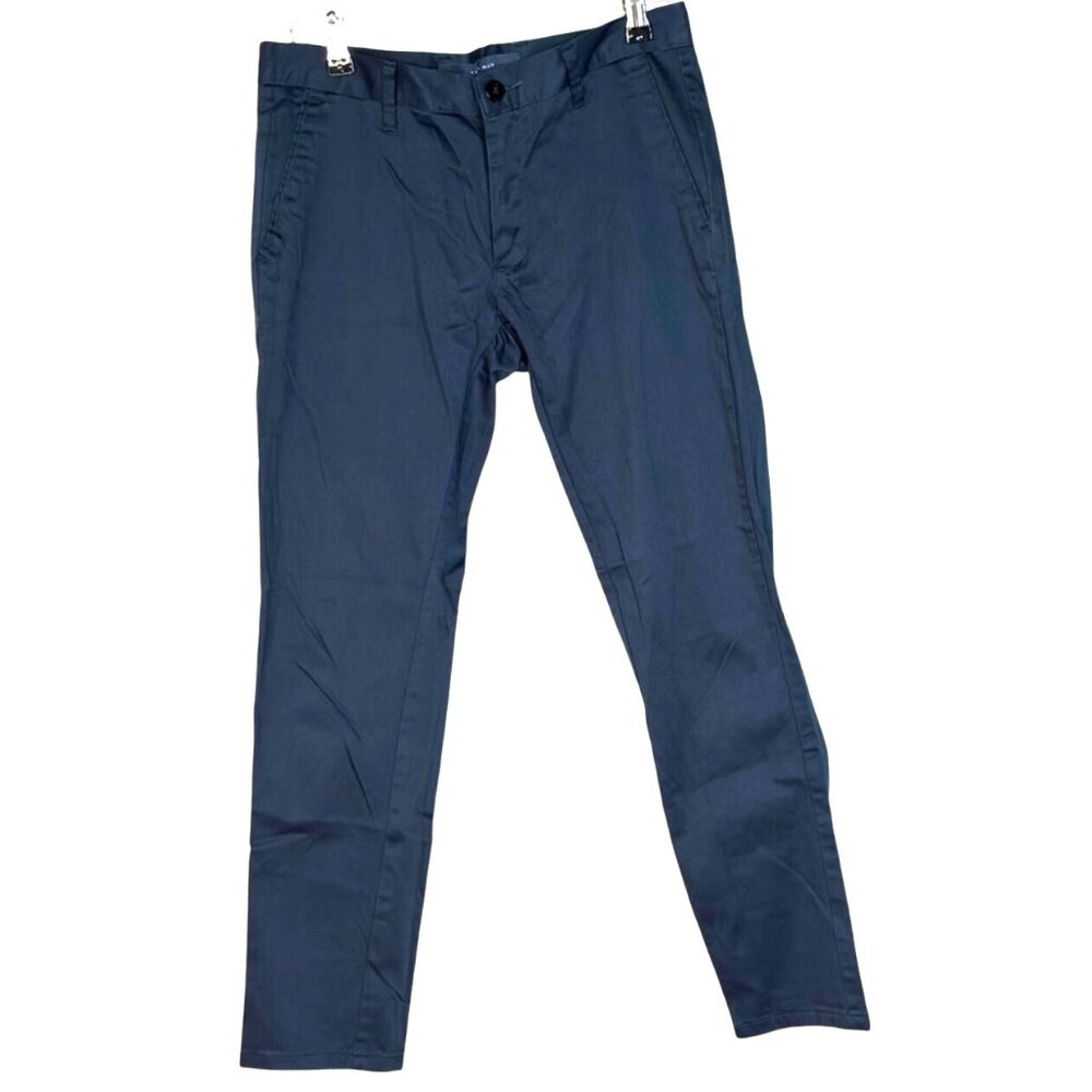 Zara Man Navy Blue Flat Front Slim Skinny Chino Pants Men's Size 30